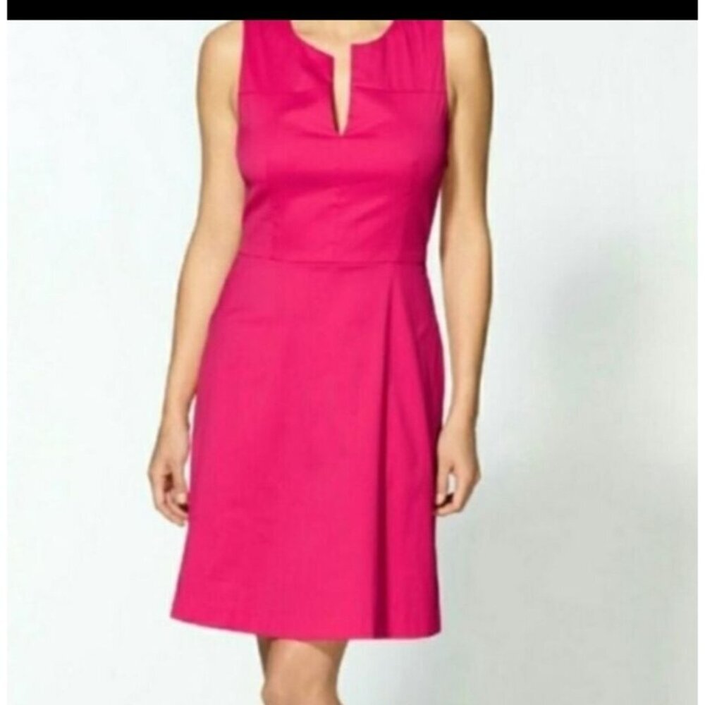 Theory‎ Etiara Impeccable V-Neck Pink Sleeveless Dress Cotton Blend Pockets 10